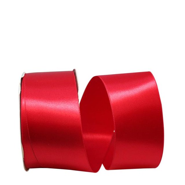 Reliant Ribbon 5000-252-16K 2.25 in. 50 Yards Double Face Satin Allure Ribbon, Hot Red