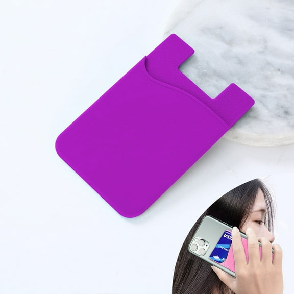 Topvent Ultra-thin Adhesive Silicone Phone Back Card Holder For The Back Of The Phone Compatible With Most Smartphones(Purple)