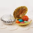 thumbnail image 1 of Un paquete de 10 cajas de dulces de boda con forma de concha de suministros de boda de estilo europeo, cajas de dulces de boda creativas, cajas de dulces de embalaje de boda (A1), dorado 10X8X5CM, 1 of 2