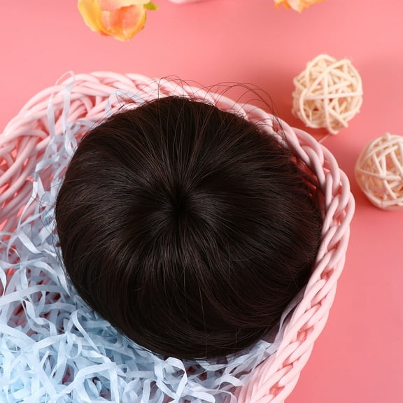 WHAMVOX 1Pcs Curly Bun Hairpiece Chignon Wig Dark Brown 3.1x3.1x2in for Hair Volume Enhancement and Fullness