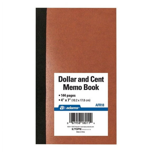 ABFAFR18 Adams Dollar and Cent Memo Book, 7" x 4", 144 Pages