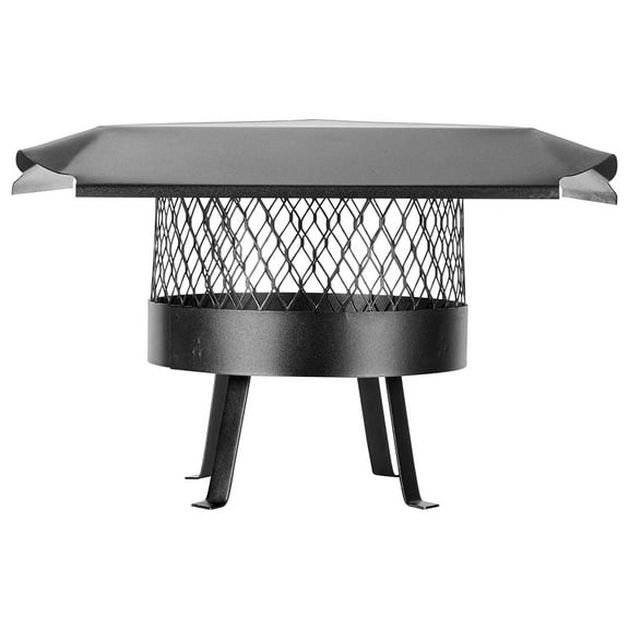 Draft King Single Flue 10 Inch Round Chimney Cover, Black Galvanized Steel