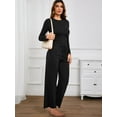 thumbnail image 3 of ANYFIT WEAR Women's 2 Piece Outfits Fall Tracksuits Long Sleeve Tee Tops Wide Leg Pants Spring Matching Loungewear Home Travel Sets, 3 of 6
