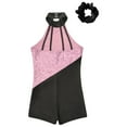 thumbnail image 6 of YONGHS Leotards for Girls Gymnastics Dance Biketards with Hair Tumbling Athletic Jumpsuit Pink&Black 16, 6 of 7