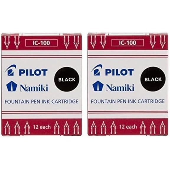 Pilot Namiki IC100 Fountain Pen Ink Cartridge, Black, 12 Cartridges per Pack Pack of 2