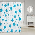 thumbnail image 2 of Manfei Cute Stars Shower Curtain 72Wx72L,Cartoon Polka Dot Bathroom Curtain,White Blue, 2 of 5