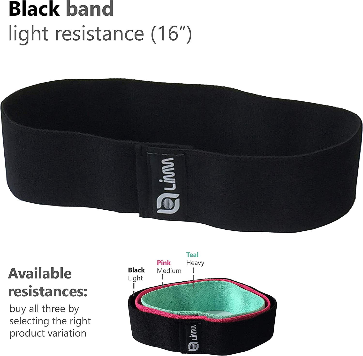 JJEAN-Fittest Pro by Resistance Bands for Legs and Butt, Fabric Exercise Loop Bands Yoga, Pilates, Rehab, Fitness and Home Workout, Strength Bands for Booty