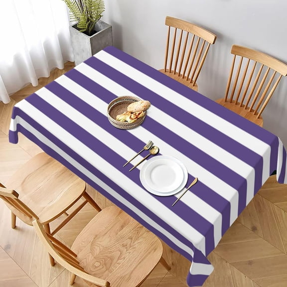 Rectangle Tablecloth Purple and White Candy Stripes Oblong Table Cover Washable Table Cloths for Kitchen Dinning Party Tabletop Modern Decoration 60 x 102inch