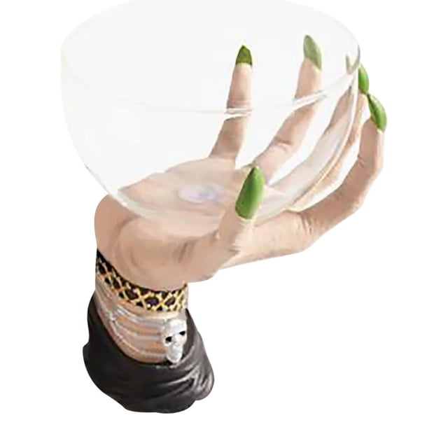 LSLJS 2 Pcs Décoration d'Halloween Forme de Main de Sorcière Support de Bol à Collation en Verre Décorations d'Halloween Fournitures de Fête d'Halloween