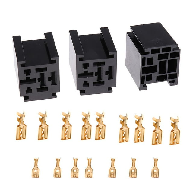 Enchufe de 3 Piezas 80A 5 Pines con Terminales de Control Sunnimix Conector del zócalo de la retransmisión de 5 pernos