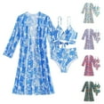 thumbnail image 1 of VBTAPA Bikini de Plage pour Femmes à Imprimé Floral 3 Pcs Haut Bas Kimono Cardigans en Liquidation Vert Armée P, 1 of 8