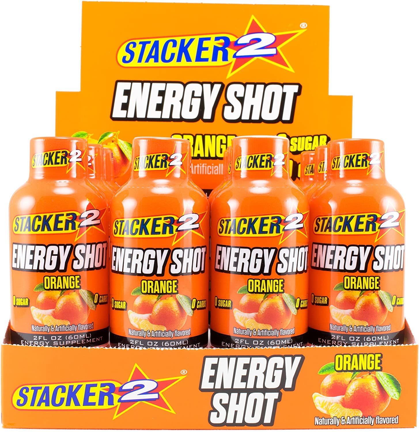 Stacker 2 Energy Shot Orange Flavor, 2 oz. (Pack of 12)