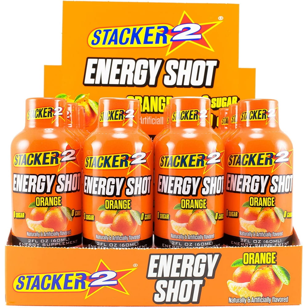 Stacker 2 Energy Shot Orange Flavor, 2 oz. (Pack of 12)
