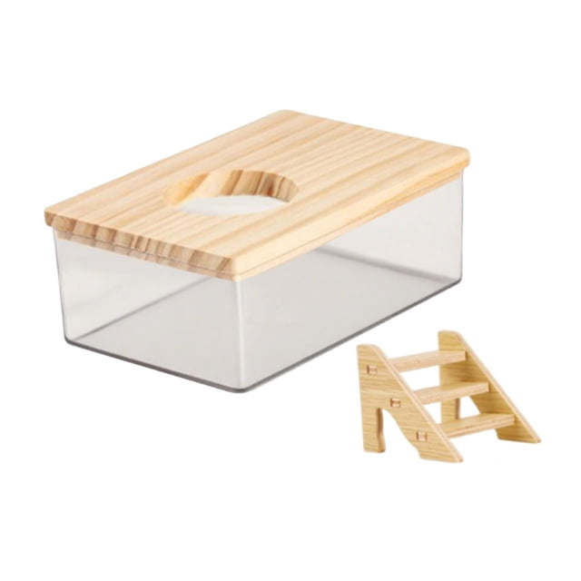 Caja de baño de arena transparente para hámster, inodoro para mascotas y contenedor de arena para erizos y ardillas. L