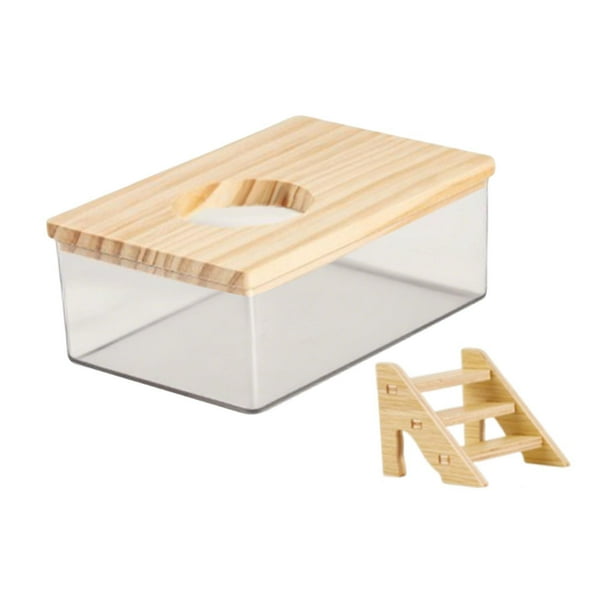 Caja de baño de arena para hámster, baño para mascotas, decoración de hábitat transparente, bañera, L