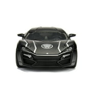 Lykan Hypersport Black with Black Panther Diecast Figure Marvel Series 1/24 Diecast Model Car by Jada
