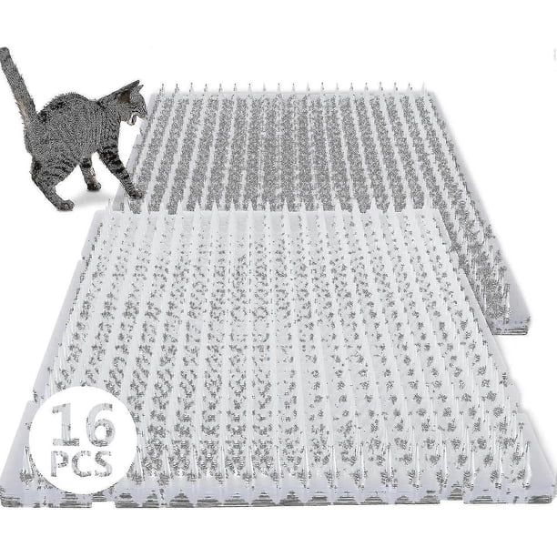 16 Pack Cat Repellent Outdoor Scat Mat Cats Dogs Plastic Mats With Spikes Clear Spiked Deterrent Training Pet Mat Cat Repellent Mats