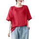 thumbnail image 1 of V Cuello Blusas para las Mujeres, de Moda Retro Bordado Cuello Redondo Cinco Cuartos de Manga para el Uso Casual, 1 of 8