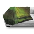 thumbnail image 3 of Aurora Borealis Soft Flannel Fleece Throw Blanket, Enchanted Universe Sky with Reflections Tranquil Scenery, Cozy Plush for Indoor and Outdoor Use, 50" x 60", Lime and Reseda Green, by Ambesonne, 3 of 6