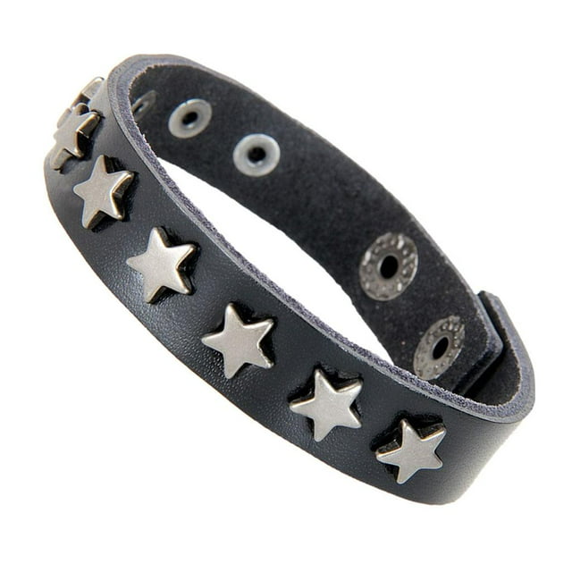Brazalete de cuero Salvador Motorista Punk Negro Para Mujeres
