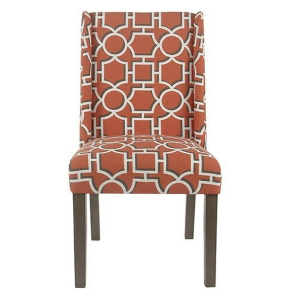 Benjara BM193943 Wooden Parson Dining Chairs with Trellis Patterned