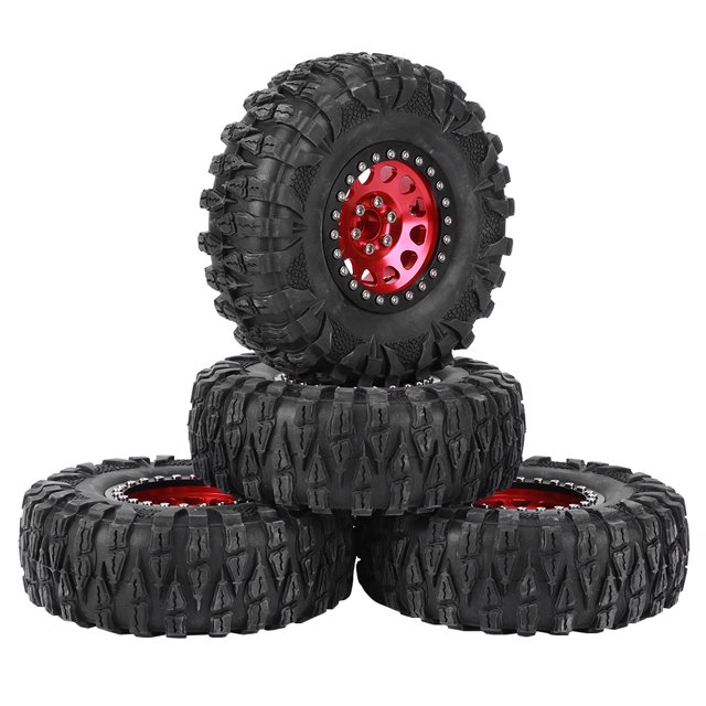 YLSHRF 4pcs RC Crawler Rubber Tire Metal Wheel Hub Accessory Fit For 1/10 RC Car 2.2 Inch,RC Car Wheel,RC Car Tire
