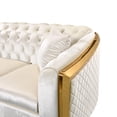 thumbnail image 5 of 81'' Modern Velvet Chesterfield Sofa, 3 Seater Couch with Button Tufted Backrest & Padded Seat Cushions, Luxury Upholstered Sofa Couch with Gold Stainless for Apartment Dorm Office, Beige, 5 of 9