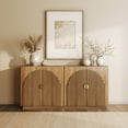 thumbnail image 7 of BELLEZE 65 Inch Fluted Buffet Cabinet with Storage, Symmetrical Arc Accent Sideboard Large Console Table for Dining Room, Kitchen, and Living Room (Caramel Brown), 7 of 7