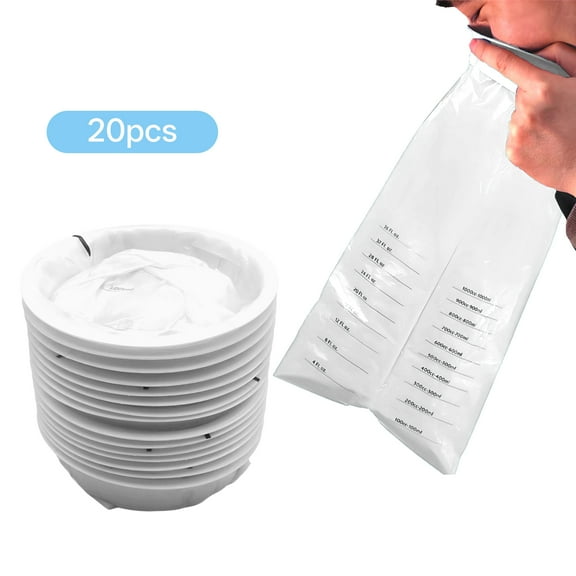 CCOCC 20Pcs Vomit Bags Disposable,Spill Proof Bag Throw Up Bags Disposable,Motion Sickness Aid Throw Up Bags,white