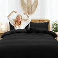 thumbnail image 3 of Unique Bargains 100% Microfiber Soft 3 Pieces Duvet Cover Set King Black, 3 of 8