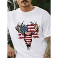 thumbnail image 2 of Camisetas de manga corta con calavera de ciervo abstracta para hombre, camisetas de cuello redondo con temática de bandera estadounidense para hombre., 2 of 8