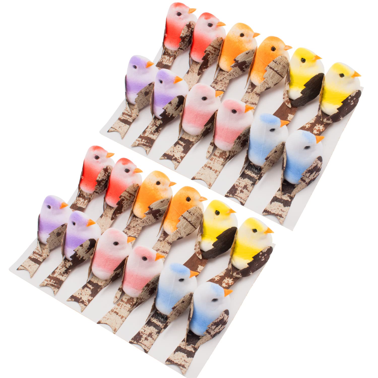 24 Pcs Artificial Simulation Birds Feather Mini Bird Decorative Fake