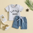 thumbnail image 2 of Xudanell Baby Boy Outfits Round Neck Newborn Photography Outfits Boy Summer Short Sleeve Print Babys Top Shorts Sets, 2 of 9