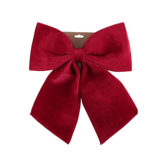 13.8" Burgundy Velvet Christmas Tree Topper Bow, Medium Ribbon Bow Decoration for Xmas Party, Wedding, Wall or Room Backdrop, Elegant Coquette Holiday Décor Ornament (Red)