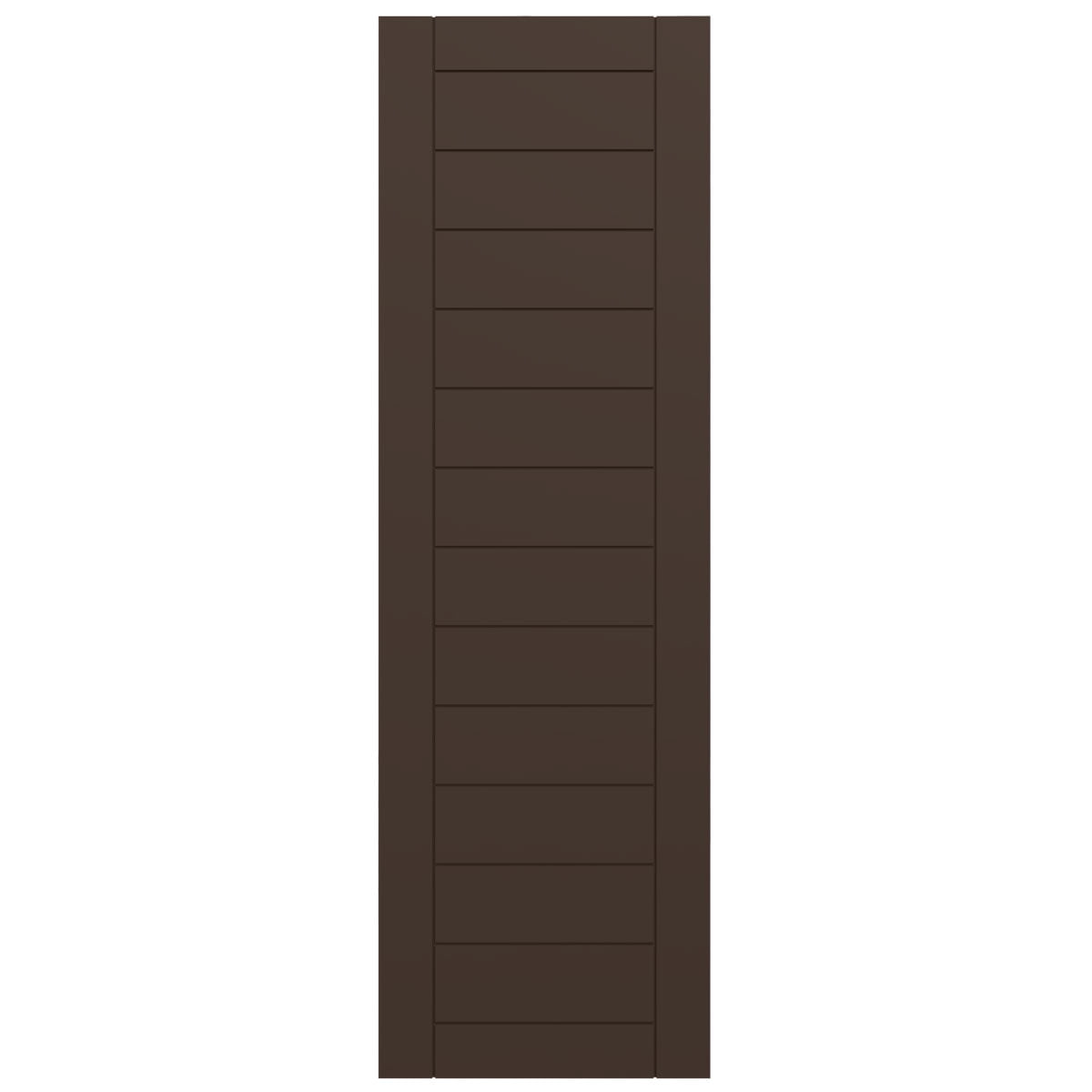 Ekena Millwork 18"W x 56"H True Fit PVC Horizontal Slat Framed Modern Style Fixed Mount Shutters, Raisin Brown (Per Pair - Hardware Not Included)