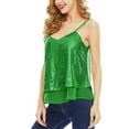 thumbnail image 2 of SAYOO Women Sequins Sleeveless Tops with See-through Mesh, Sexy Style Adjustable Shoulder Strap Summer Clothing, 2 of 3