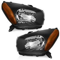 WEELMOTO for 2001-2003 Toyota Rav4 Headlight Assembly Replacement for 01-03 Toyota Rav4 Headlight Black Housing Amber Reflector L&R