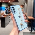thumbnail image 3 of Compatible with Samsung Galaxy A14 5G Phone Case Women Luxury Plating Cute Love Heart Case with Heart Chain Bracelet Strap Soft Case for Galaxy A14 6.6 inch (Sierra Blue), 3 of 6