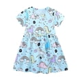 thumbnail image 1 of MIASHUI Robe Décontractée à Manches Courtes Imprimé Floral, Bleu Ciel, 3-4 Ans, 1 of 6