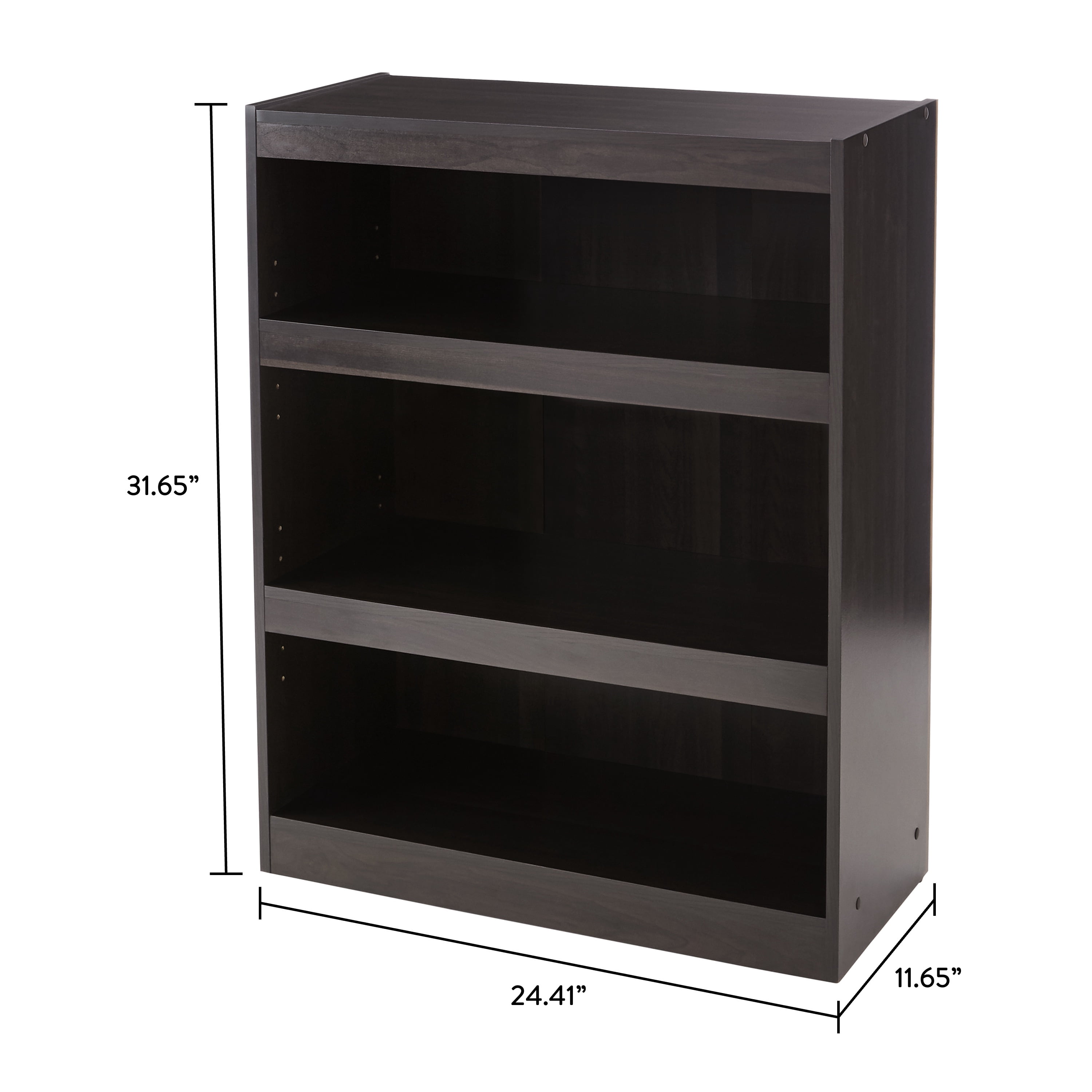 Mainstays 3-Shelf Framed Bookcase with Adjustable Shelves, Espresso