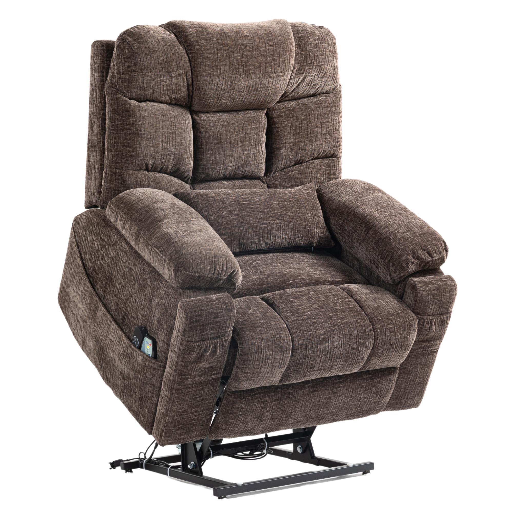 Power Lift Recliner Chairs for Elderly - Infinite Position Lay Flat Recliner with Heat & Massage Wireless Phone Charger - USB Type C Charging - Dual Motor Lift Chair 400 lbs
