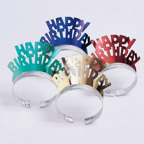 48 Count Bulk Pack Foil Birthday Tiaras