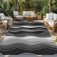thumbnail image 3 of Fsddascl Black Stripes Outdoor Rug for Patio/Deck/Porch, Non-Slip Large Area Rug 6 x 9 Ft, Modern Simple Greyish Gradient Lines Indoor Outdoor Rugs Washable Area Rugs, Reversible Camping Rug Carpet, 3 of 5