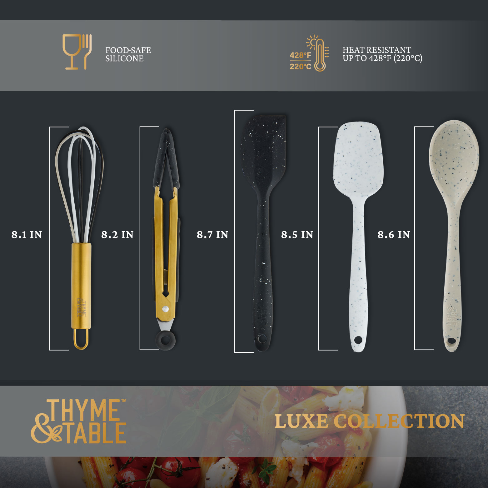 Thyme & Table 5-Piece Silicone Mini Utensil Set, Gold photo 4