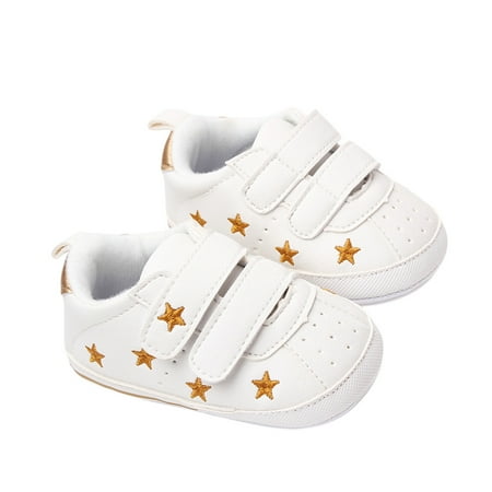Sprifallbaby Baby Sneaker  PU Leather Heart/Star Non-slip Flats First Walking Shoes for Girls Boys 0-18M