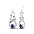 thumbnail image 2 of 5mm Round Blue CZ 925 Sterling Silver Infinity Women Dangle Earrings, 2 of 4