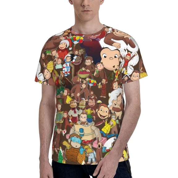 Curious George T Shirt For Men Women, Graphic Print Casual Unisex Short Sleeve Summer Funny Top Tees Shirt