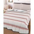 thumbnail image 3 of Quilts Full Size, Red Striped Soft Comforter Bedding Set for Bed, Rustic Red Stripe Modern Art Beige Lightweight Quilted Bedspread with Pillow Cover(2 Pieces) for All Season, 78x90 Inch, 3 of 6