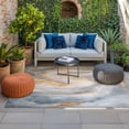 thumbnail image 2 of Grey Golden Outdoor Rug for Patio/Deck/Porch, Non-Slip Large Area Rug 3 x 5 Ft, Modern Oil Painting Abstract Indoor Outdoor Rugs Washable Area Rugs, Reversible Camping Rug Carpet Runner, 2 of 8
