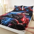 thumbnail image 3 of jejeloiu 3D Console Lovers Queen Sheet Sets,Modern Video Game Flat Sheet,Red Blue Ombre Queen Fitted Sheet For Boy,Super Cozy Room Decor,4-Piece, 3 of 7